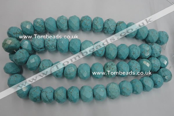 CWB462 15.5 inches 14*20mm faceted rondelle howlite turquoise beads