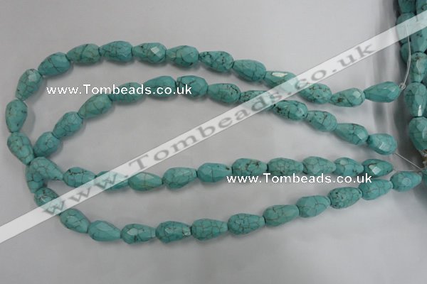 CWB471 15.5 inches 10*16mm faceted teardrop howlite turquoise beads