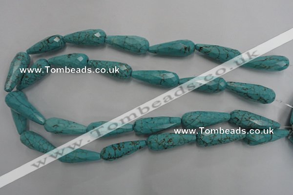 CWB472 15.5 inches 10*30mm faceted teardrop howlite turquoise beads