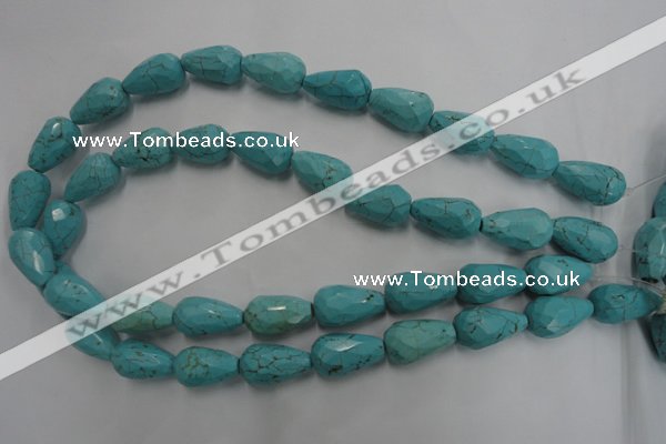CWB473 15.5 inches 12*20mm faceted teardrop howlite turquoise beads