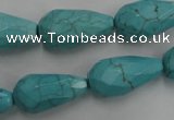 CWB474 15.5 inches 12*22mm faceted teardrop howlite turquoise beads