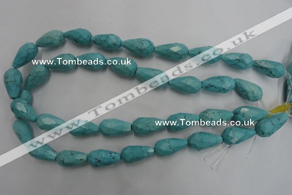 CWB474 15.5 inches 12*22mm faceted teardrop howlite turquoise beads