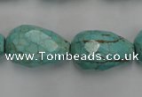 CWB475 15.5 inches 15*22mm faceted teardrop howlite turquoise beads