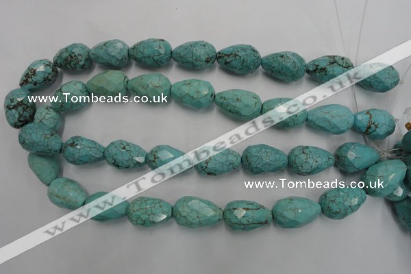 CWB475 15.5 inches 15*22mm faceted teardrop howlite turquoise beads