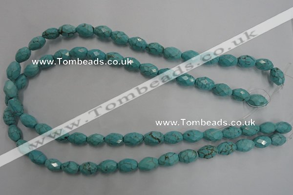 CWB481 15.5 inches 8*12mm faceted rice howlite turquoise beads