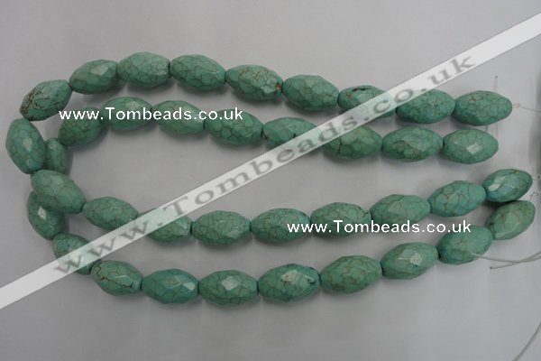 CWB484 15.5 inches 12*20mm faceted rice howlite turquoise beads