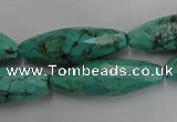 CWB487 15.5 inches 10*30mm faceted rice howlite turquoise beads