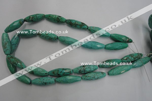 CWB487 15.5 inches 10*30mm faceted rice howlite turquoise beads