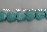 CWB491 15.5 inches 10*10mm faceted heart howlite turquoise beads