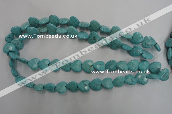 CWB493 15.5 inches 15*15mm faceted heart howlite turquoise beads