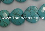 CWB495 15.5 inches 18*18mm faceted heart howlite turquoise beads