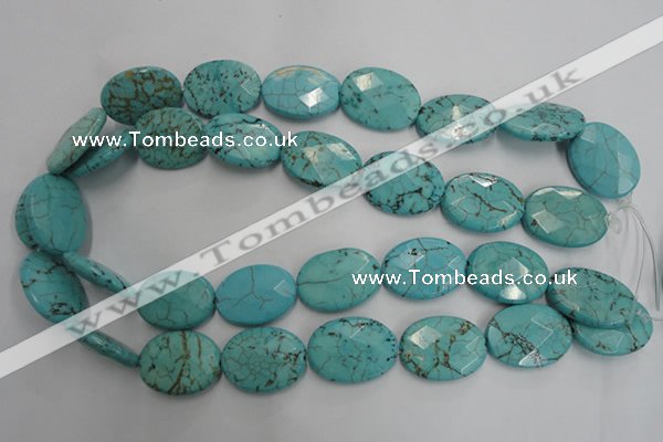 CWB516 15.5 inches 18*25mm faceted oval howlite turquoise beads