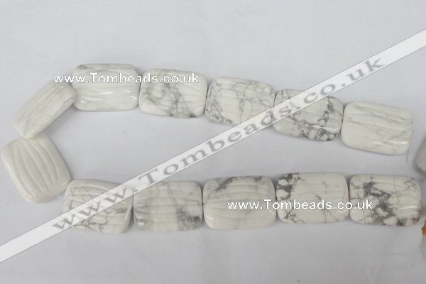 CWB63 15.5 inches 25*35mm carved rectangle natural white howlite beads