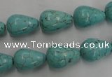 CWB676 15.5 inches 10*15mm teardrop howlite turquoise beads wholesale