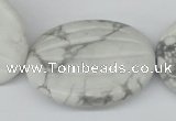 CWB70 15.5 inches 30*40mm carved oval natural white howlite beads