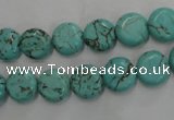 CWB701 15.5 inches 10mm flat round howlite turquoise beads