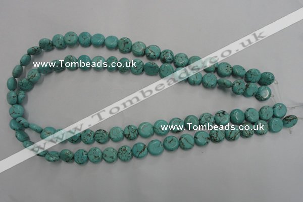 CWB701 15.5 inches 10mm flat round howlite turquoise beads