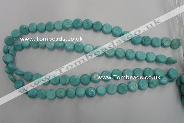 CWB702 15.5 inches 11mm flat round howlite turquoise beads