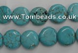 CWB703 15.5 inches 12mm flat round howlite turquoise beads