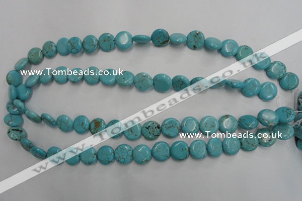 CWB703 15.5 inches 12mm flat round howlite turquoise beads