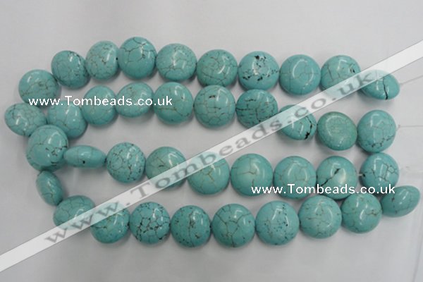 CWB710 15.5 inches 20mm flat round howlite turquoise beads