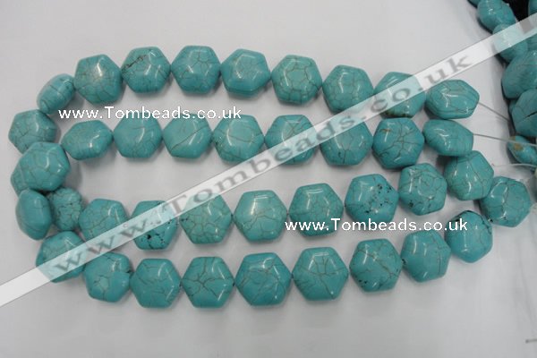 CWB712 15.5 inches 18*20mm hexagon howlite turquoise beads