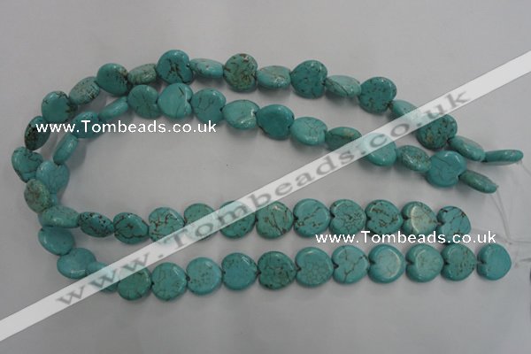 CWB716 15.5 inches 14*14mm heart howlite turquoise beads wholesale