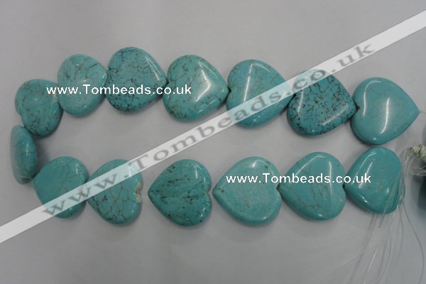 CWB720 15.5 inches 30*30mm heart howlite turquoise beads wholesale