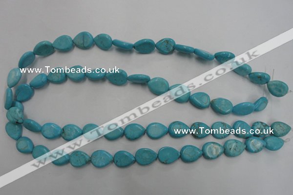 CWB722 15.5 inches 10*14mm flat teardrop howlite turquoise beads