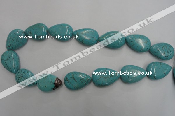CWB728 15.5 inches 20*30mm flat teardrop howlite turquoise beads