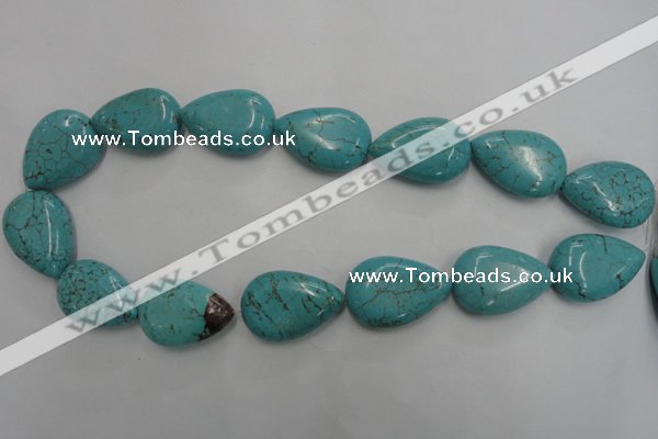 CWB728 15.5 inches 20*30mm flat teardrop howlite turquoise beads