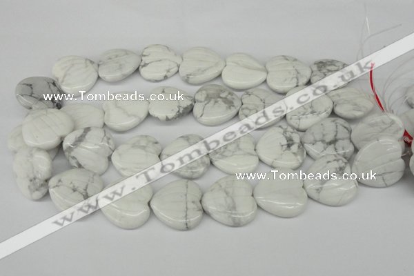 CWB74 15.5 inches 26*26mm carved heart natural white howlite beads