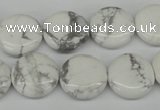 CWB77 15.5 inches 16mm flat round natural white howlite beads