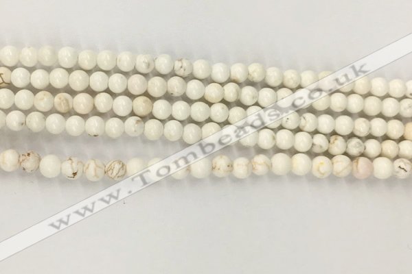 CWB800 15.5 inches 4mm round white howlite turquoise beads