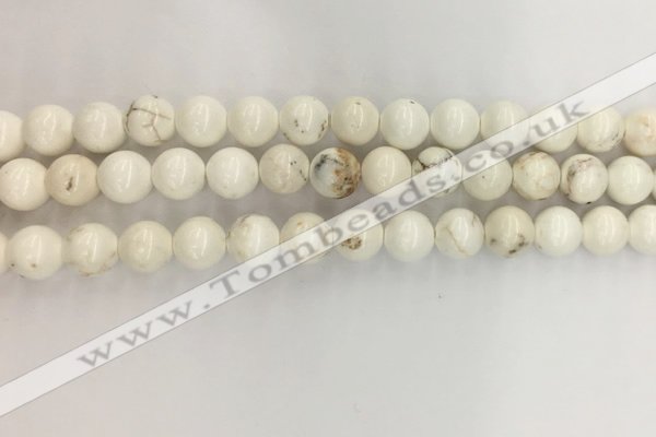 CWB802 15.5 inches 8mm round white howlite turquoise beads