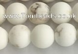 CWB813 15.5 inches 8mm round matte white howlite turquoise beads