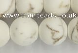 CWB815 15.5 inches 12mm round matte white howlite turquoise beads