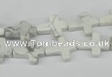 CWB88 15.5 inches 12*15mm cross natural white howlite beads