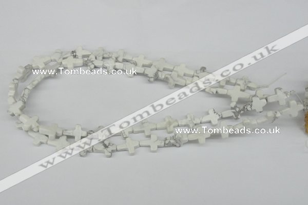 CWB88 15.5 inches 12*15mm cross natural white howlite beads