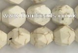 CWB885 15.5 inches 6mm faceted nuggets white howlite turquoise beads