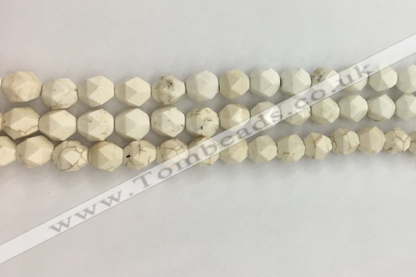 CWB885 15.5 inches 6mm faceted nuggets white howlite turquoise beads