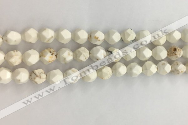 CWB886 15.5 inches 8mm faceted nuggets white howlite turquoise beads