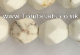 CWB887 15.5 inches 10mm faceted nuggets white howlite turquoise beads