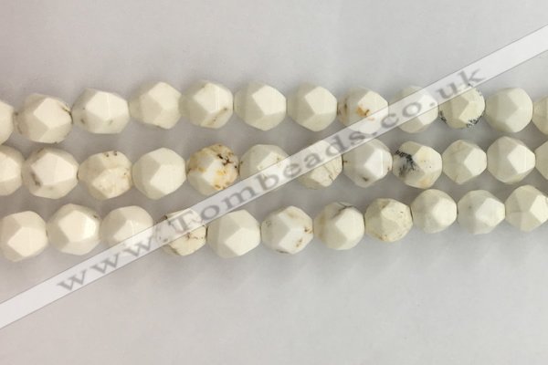 CWB887 15.5 inches 10mm faceted nuggets white howlite turquoise beads