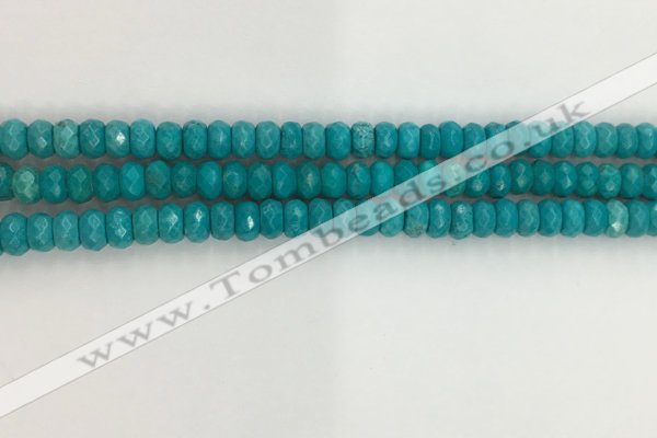 CWB902 15.5 inches 4*6mm faceted rondelle howlite turquoise beads