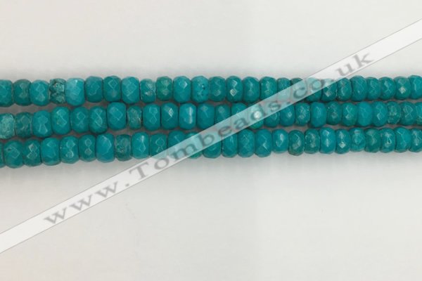 CWB903 15.5 inches 5*8mm faceted rondelle howlite turquoise beads