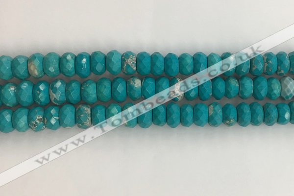 CWB905 15.5 inches 6*10mm faceted rondelle howlite turquoise beads