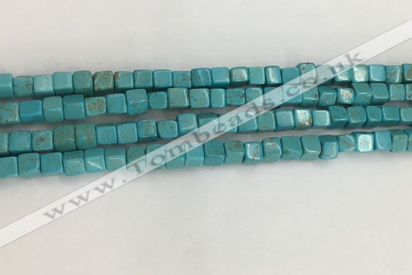 CWB909 15.5 inches 4*4mm cube howlite turquoise beads wholesale