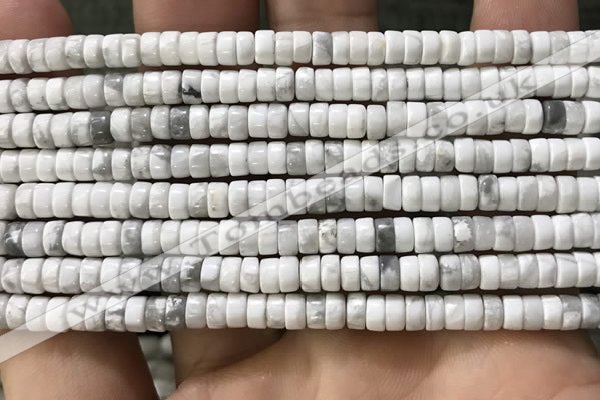 CWB920 15.5 inches 2*4mm heishi white howlite turquoise beads