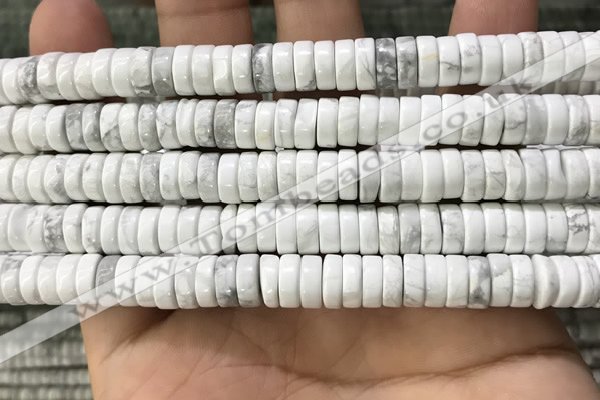 CWB922 15.5 inches 3*8mm heishi white howlite turquoise beads